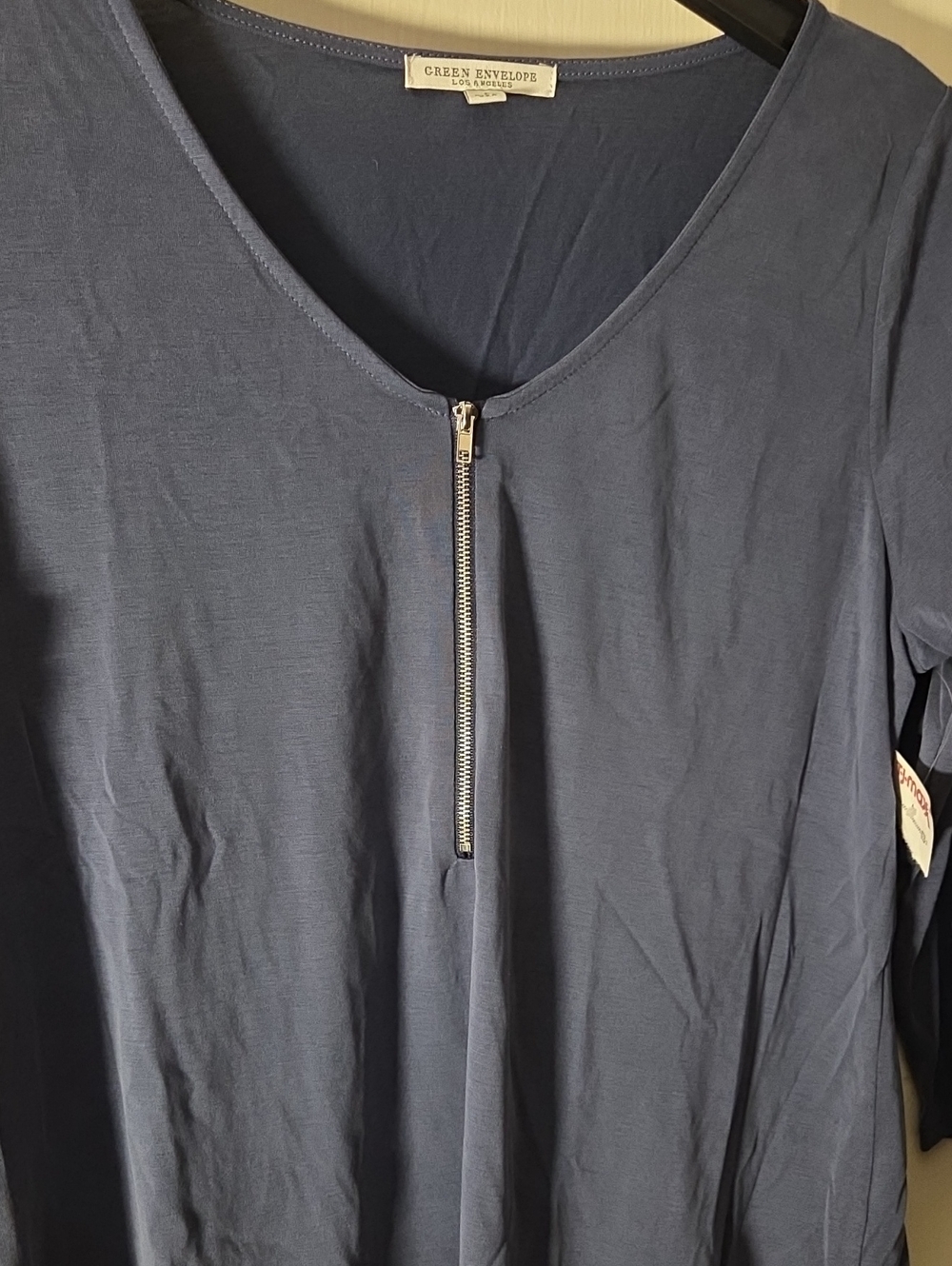 Green Envelope Navy Long-Sleeve Zip-Front Tee